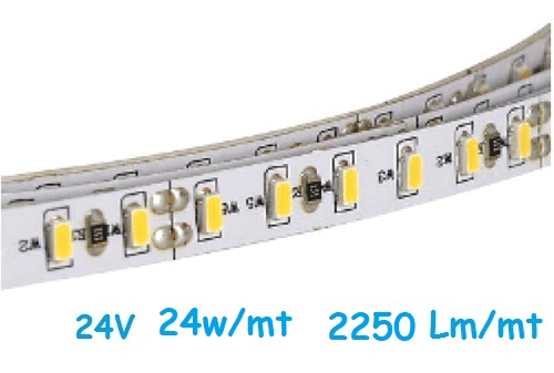 Strip LED 24V 2835 120 Led/mt 24w/mt Luce Fredda *(Prezzo a mt)